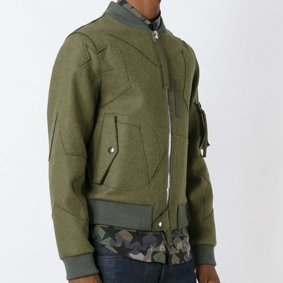 Valentino Star Motif Wool Olive Green Jacket - Picture 3 of 16